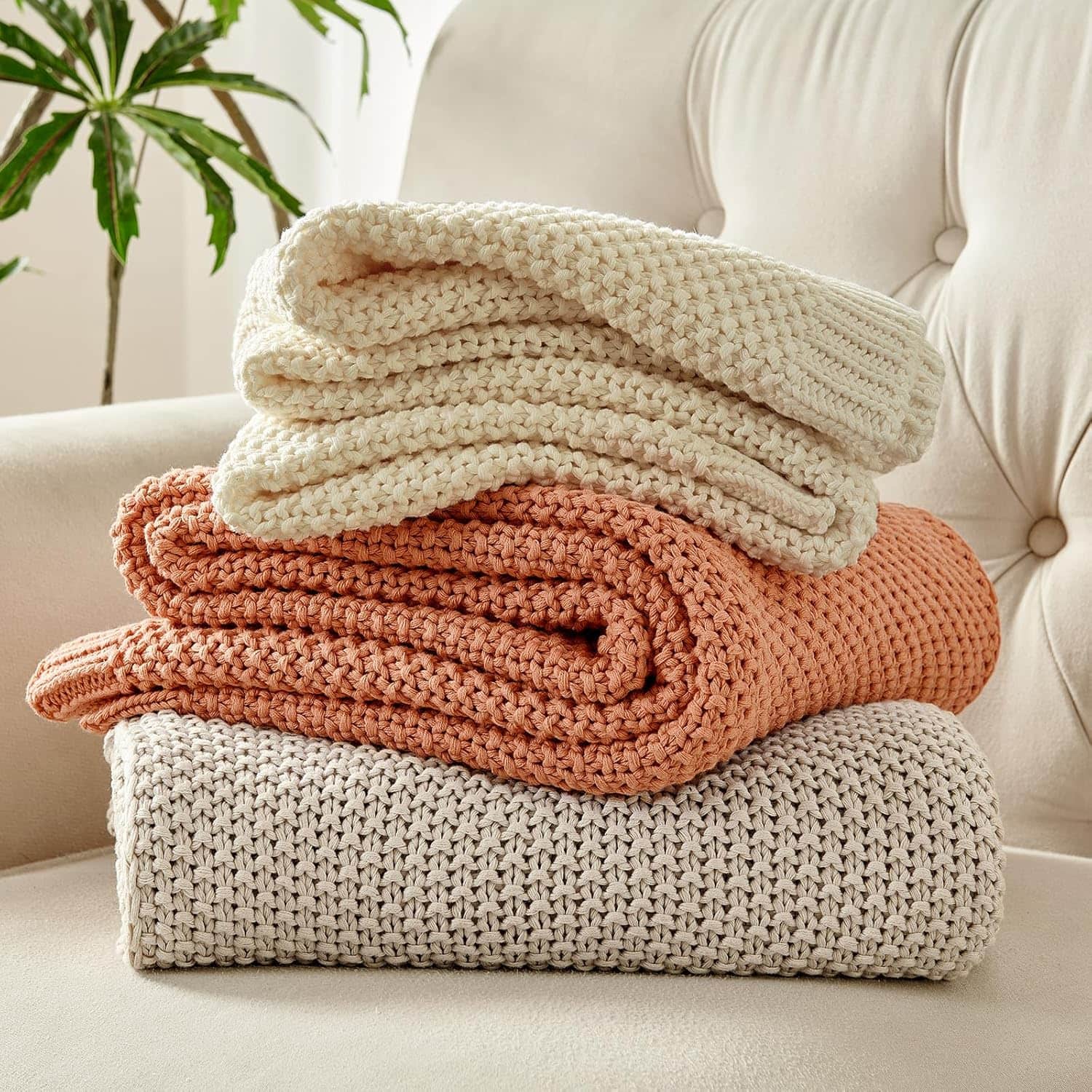Joydeco Chunky Cable Knit Throw Blanket