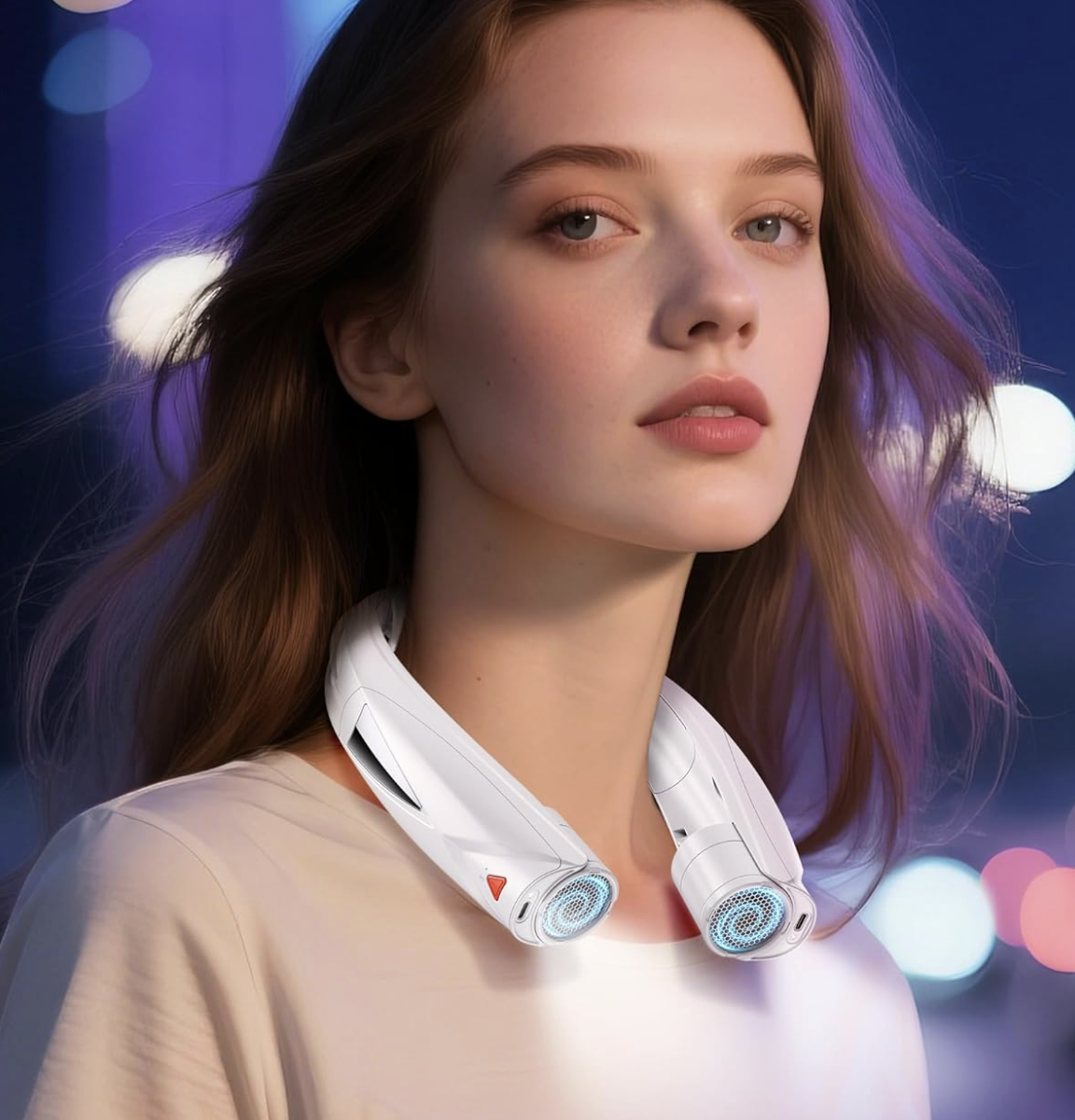 Laimiod Portable Neck Fan with LED Book Light, 6 20 Hrs Long Battery, 6 Speed Adjustable, USB C Rechargeable, Ultra Quiet, Hands Free Personal Cooling for Men Women Outdoor Indoor