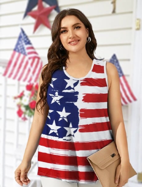 Plus Size American Flag Tank Top