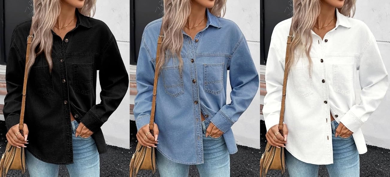 Sidefeel Women Denim Shirt Top