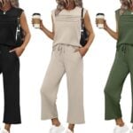 WIHOLL Two Piece Women's Loungewear Travel Set