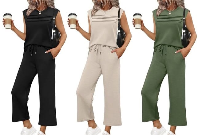 WIHOLL Two Piece Women's Loungewear Travel Set
