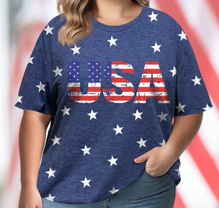 XLIEVO 4th of July Shirts Women Plus Size USA