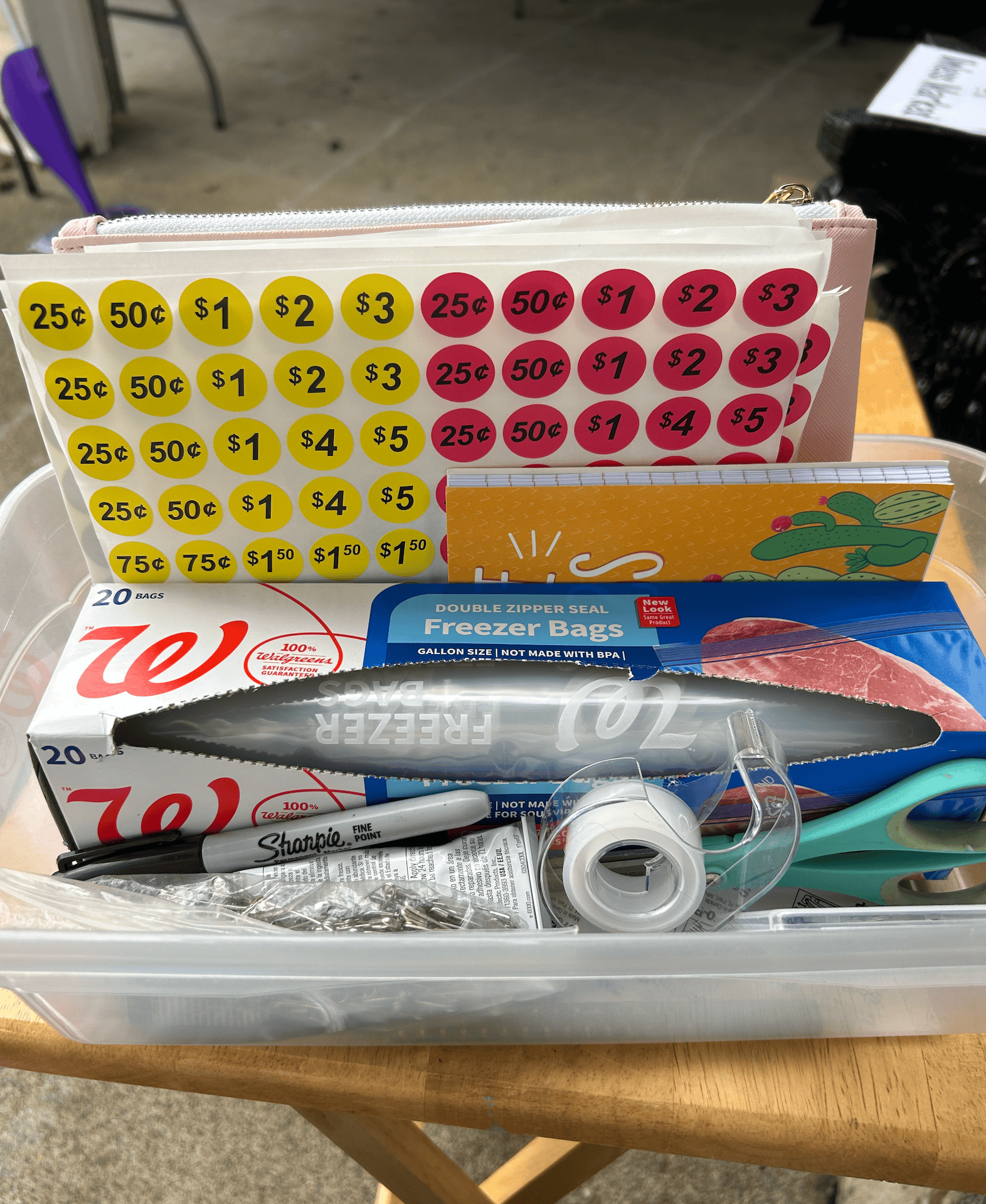 supplies needed for a yard sale 