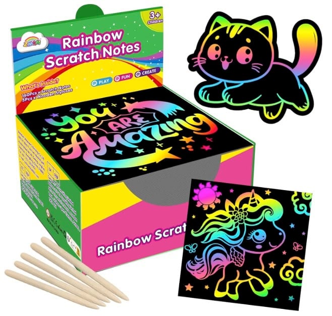 ZMLM 165 Pcs Rainbow Scratch Paper Art Notes