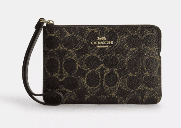 coach gold brown wristlet