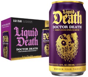 liquid death doctor death cherry cream spice sparkling water