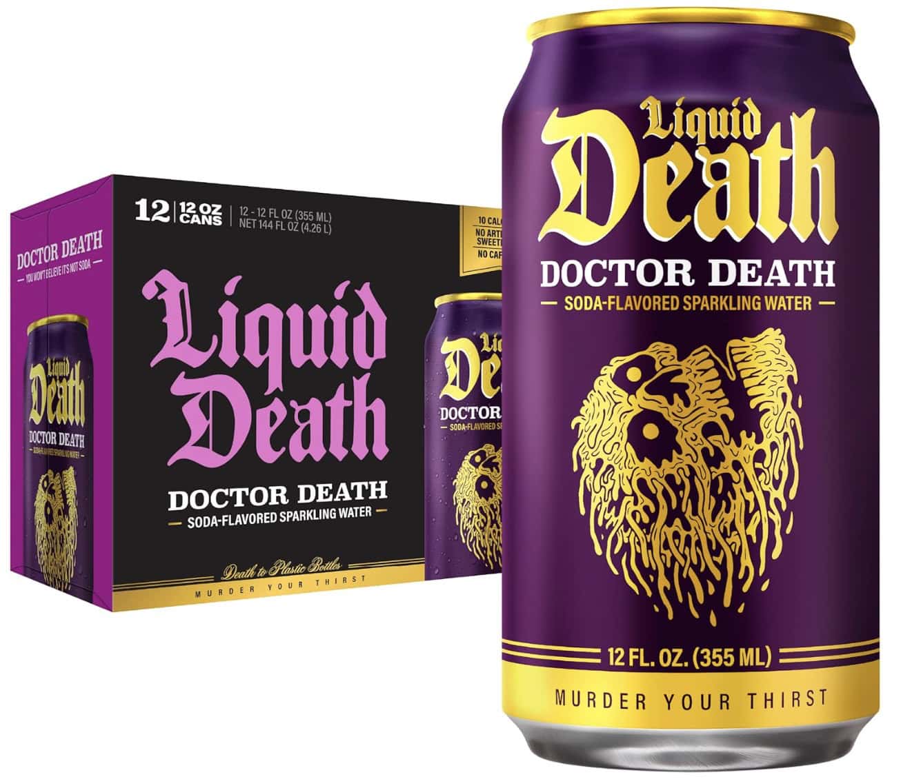 liquid death doctor death cherry cream spice sparkling water