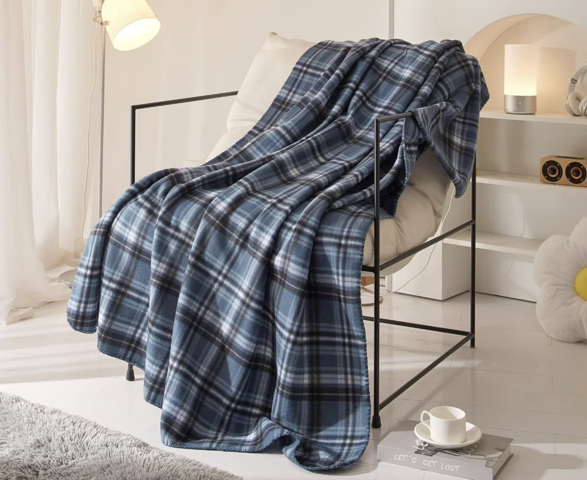 mainstays throw cozy blue plaid