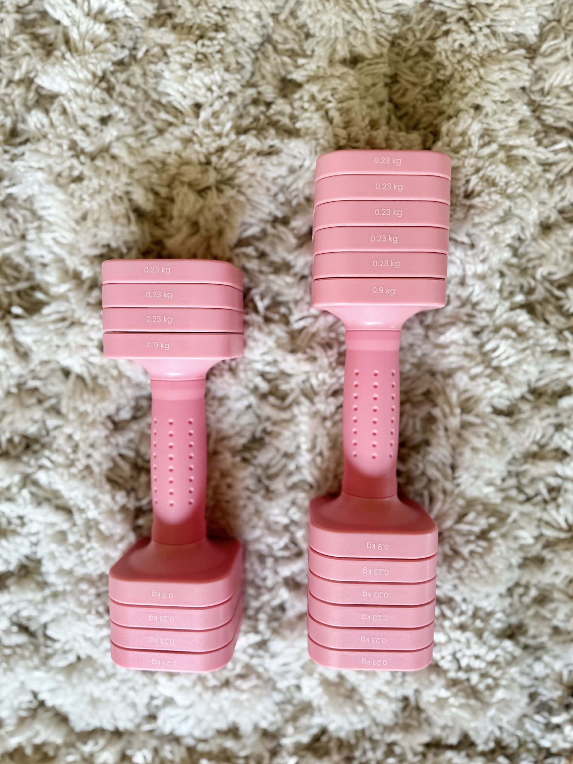 pink dumbbells