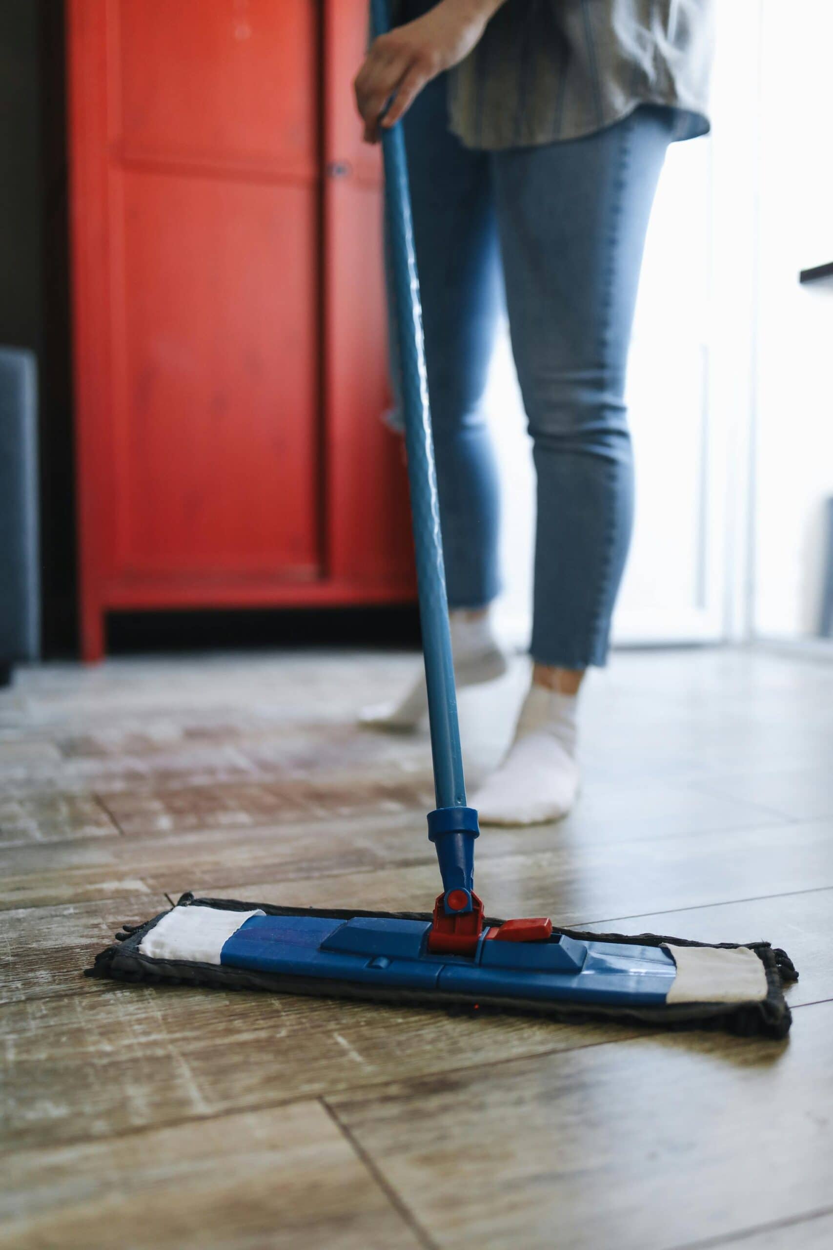 woman mopping