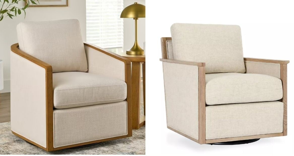 wood accent swivel chair dupe