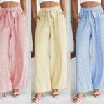 BTFBM Striped High Waist Tie Knot Palazzo Pants