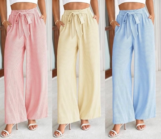 BTFBM Striped High Waist Tie Knot Palazzo Pants BTFBM Striped High Waist Tie Knot Palazzo Pants