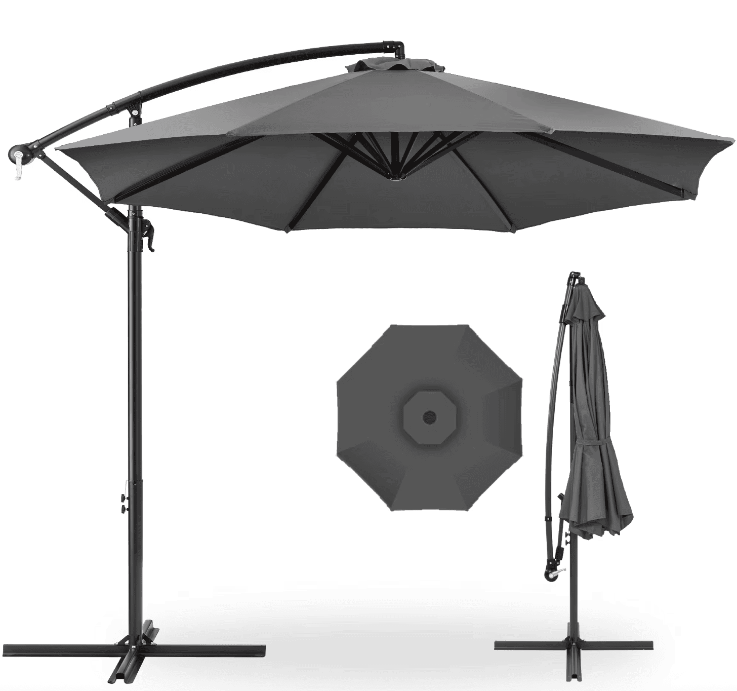 Best Choice Products 10ft Offset Hanging Outdoor Market Patio Umbrella w: Easy Tilt Adjustment Gray