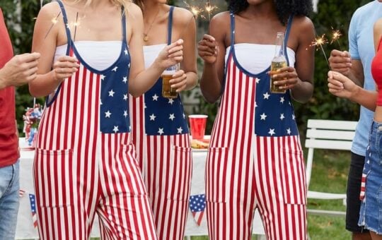 Ekouaer Womens Jumpsuit Patriotic Americana