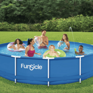 Funsicle 14ft Activity Above Ground Metal Frame Swimming Pool, Includes SkimmerPlus Pump, Round, Age 6 & up