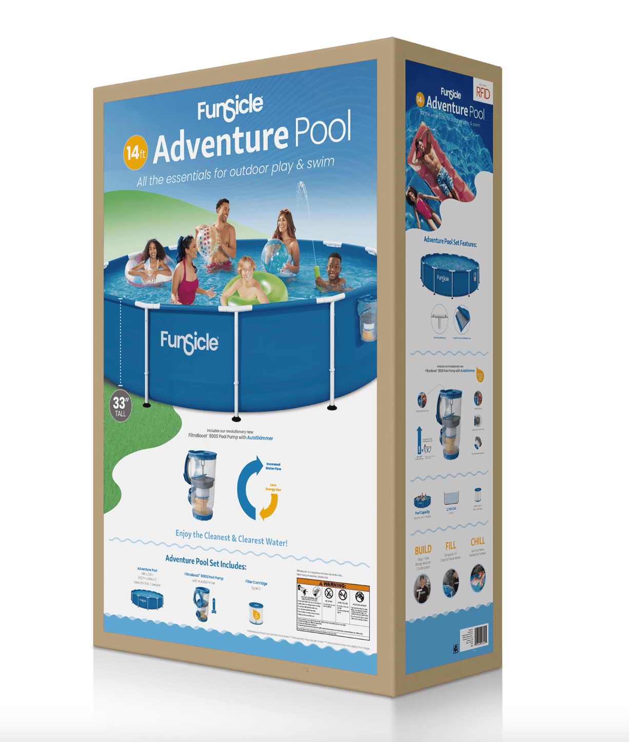 Funsicle 14ft Activity Above Ground Metal Frame Swimming Pool, Includes SkimmerPlus Pump, Round, Age 6 & up