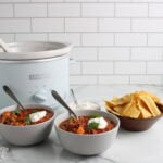 Healthiest Turkey Chili in bowls with chips