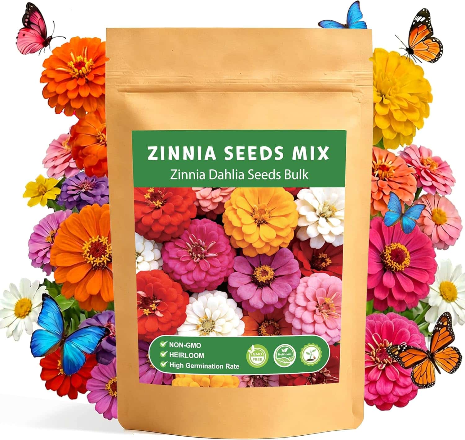LUOJIBIE Zinnia Seeds for 2026, 6,000+ California Giant Zinnia Seeds Bulk