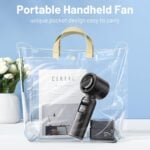 Lerat Portable Handheld Turbo Fan, 5 High Speed Wind, Battery Operated, Up to 12H Runtime, 3 IN 1 Hand Fan with LED Display & Flashlight, Personal Cooling Fan for Travel, Outdoor, Beach Essentials 2