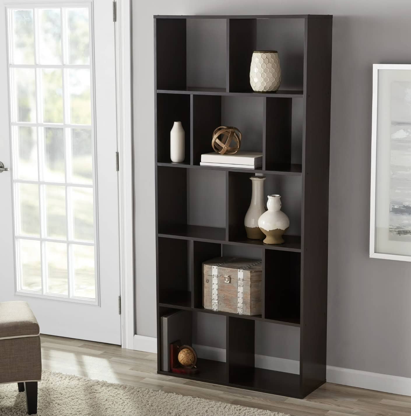 Mainstays 12 Cube Square Shelf Bookcase, Espresso