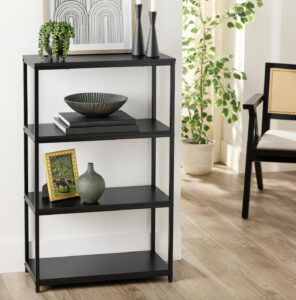 Mainstays 4 Shelf Metal Frame Bookcase, Black Finish