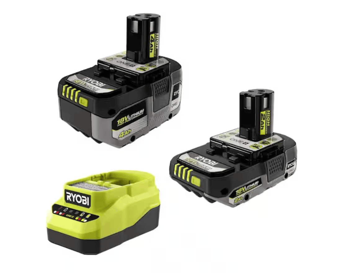 ONE+ 18V Lithium Ion Starter Kit with (1) 2.0 Ah Battery, (1) 4.0 Ah Batterry, and Charger