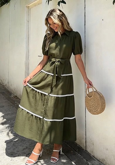 PRETTYGARDEN Women's Summer Button Down Shirt Dress
