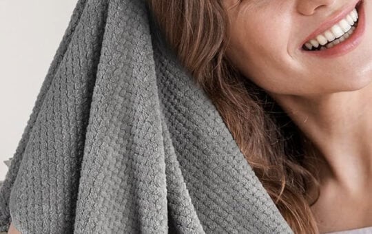 Umisleep Extra Large Microfiber Hair Towel for Women Long, Curly, Thick Hair, Super Soft Anti Frizz Quick Dry Hair Towel Wrap, Ultra Absorbent Hair Turban with Elastic Band Grey