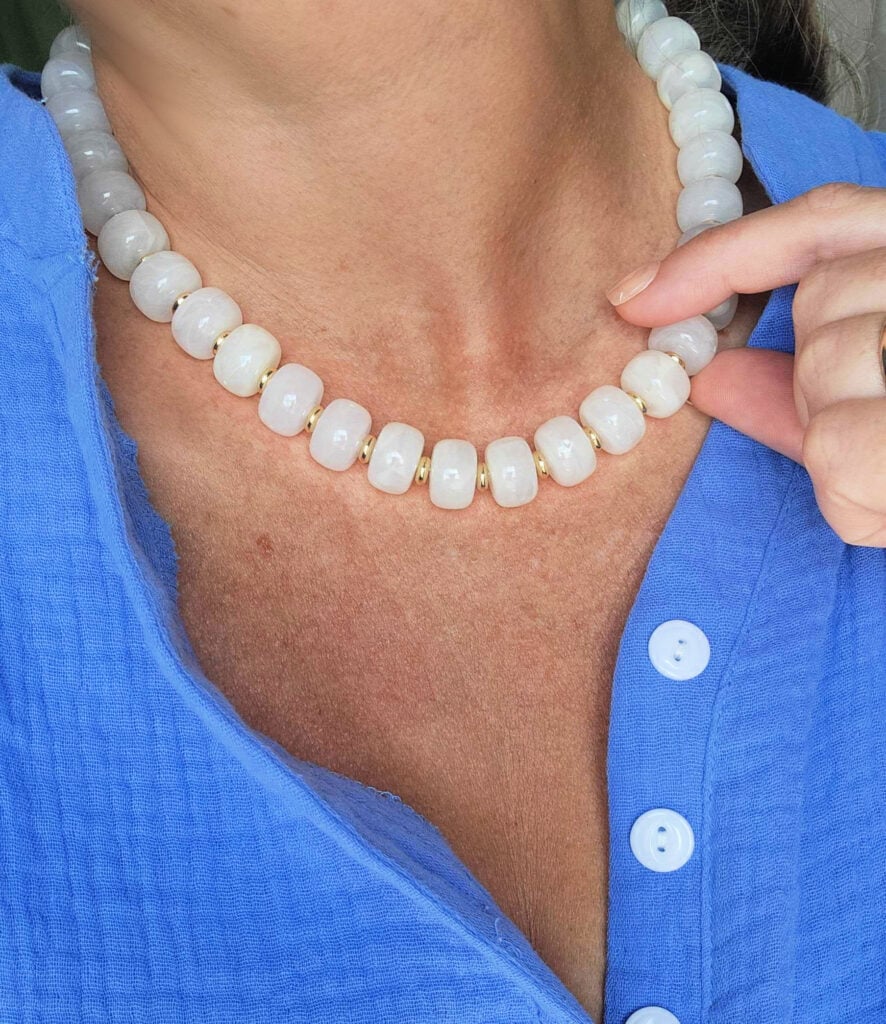 chunky white stone necklace