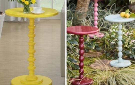 colored spindle table dupe
