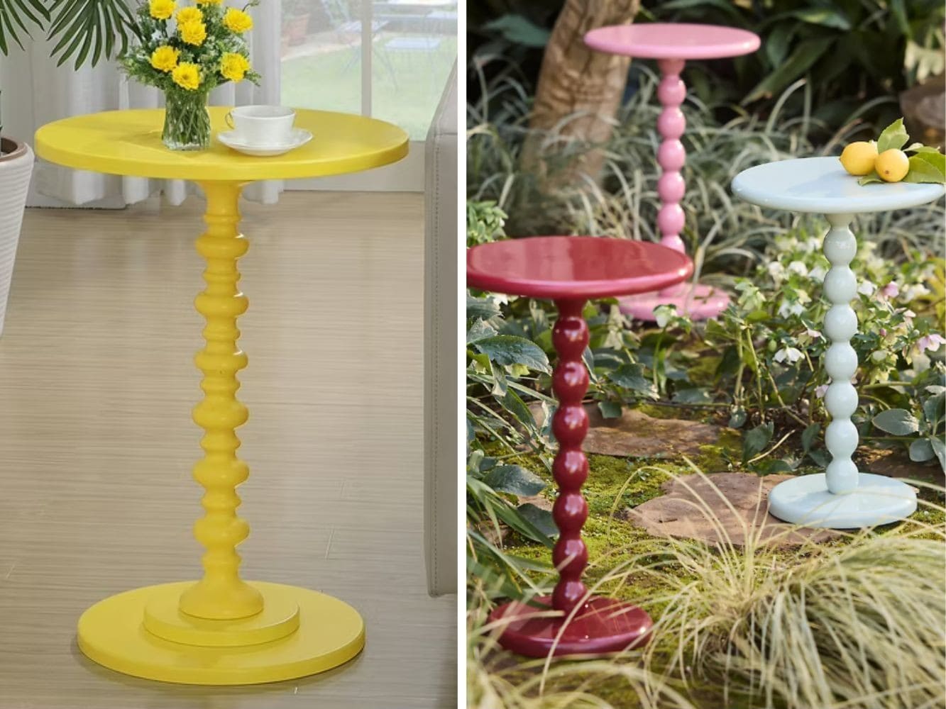 colored spindle table dupe