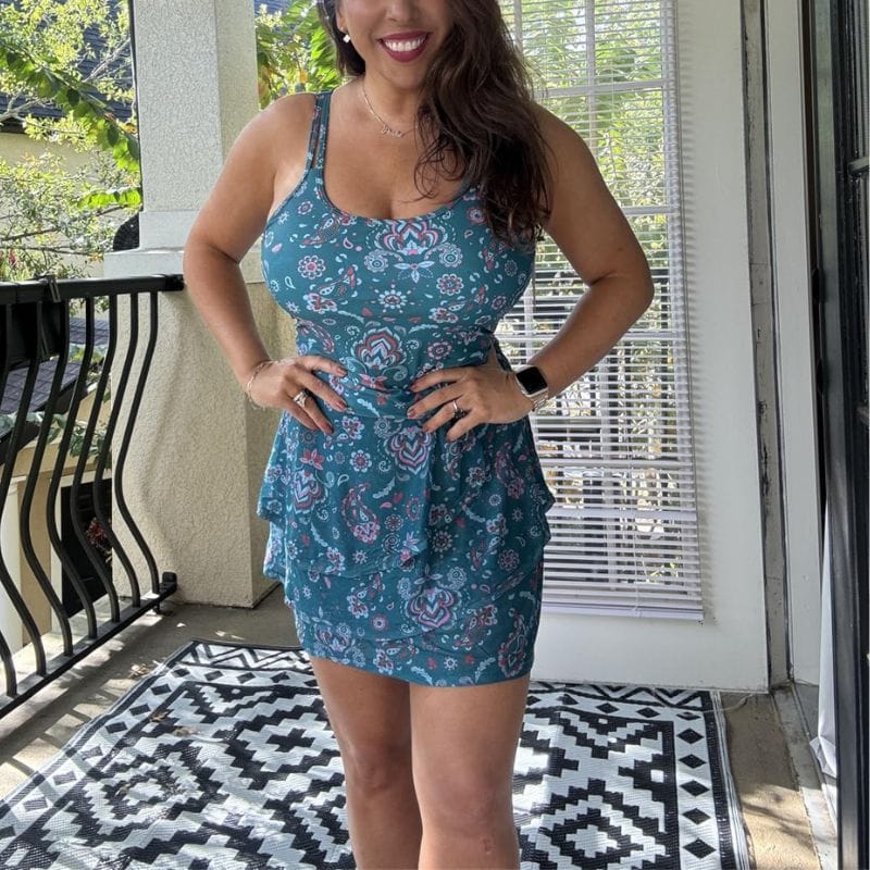 green floral swim skirt