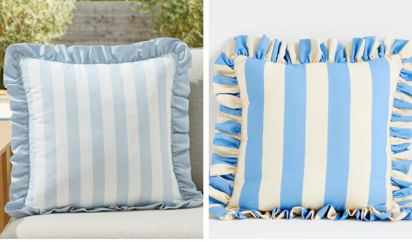 light blue striped pillow dupe