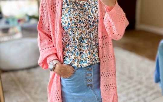 pink cardigan