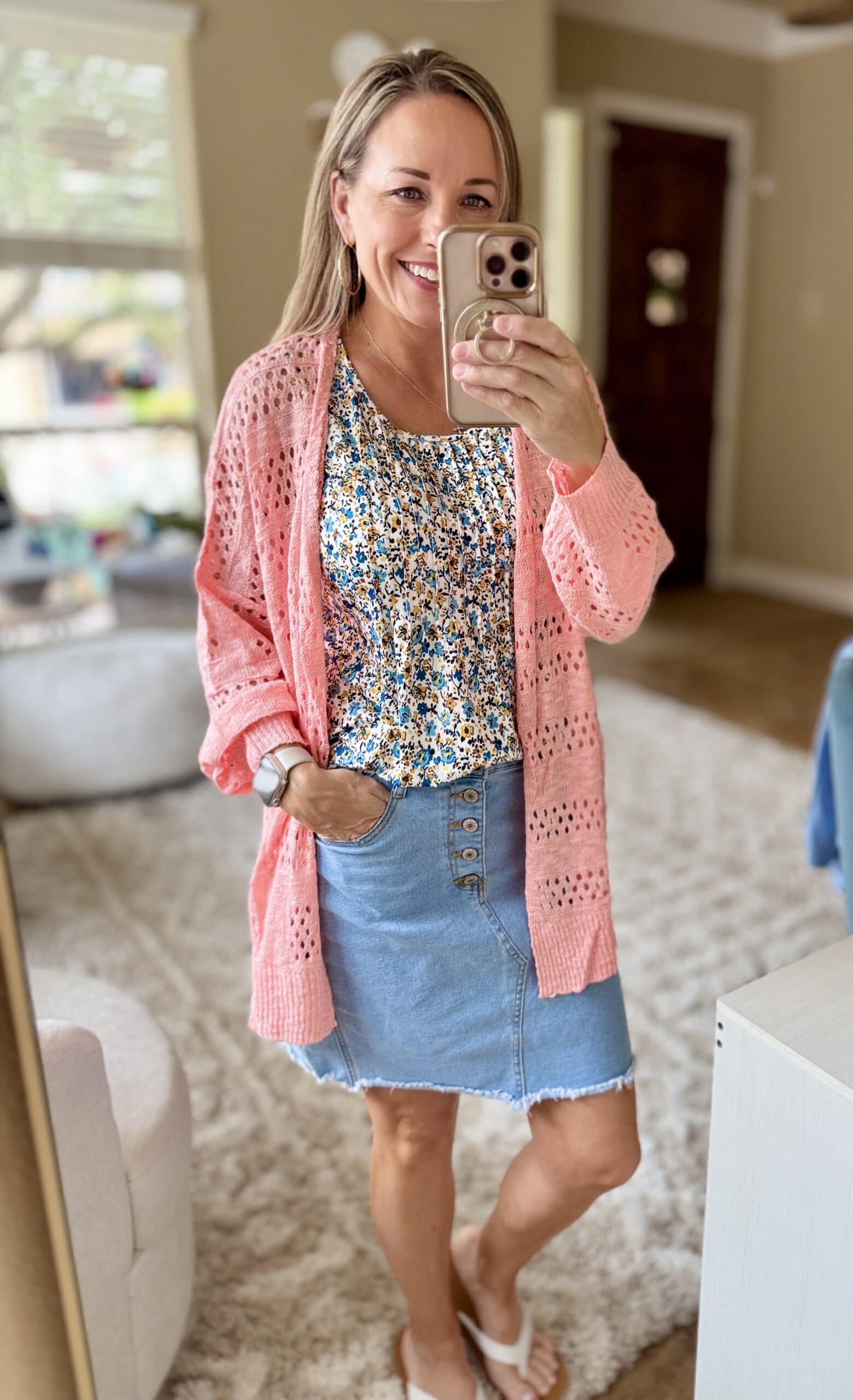 pink cardigan