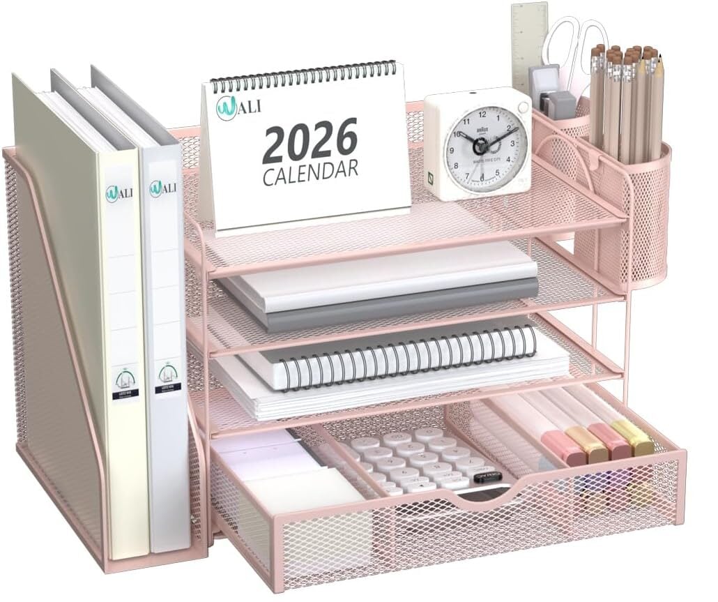 pink desk organizer