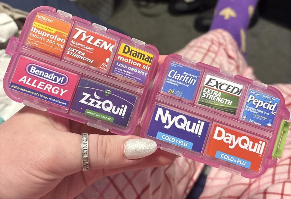 pink pocket pill organizer
