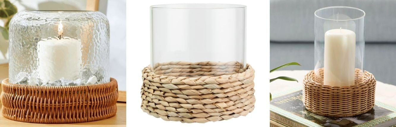 woven hurricane candle holder dupe