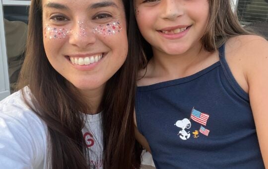 4th of July Glitter Freckles Face Tattoos Allison with girl