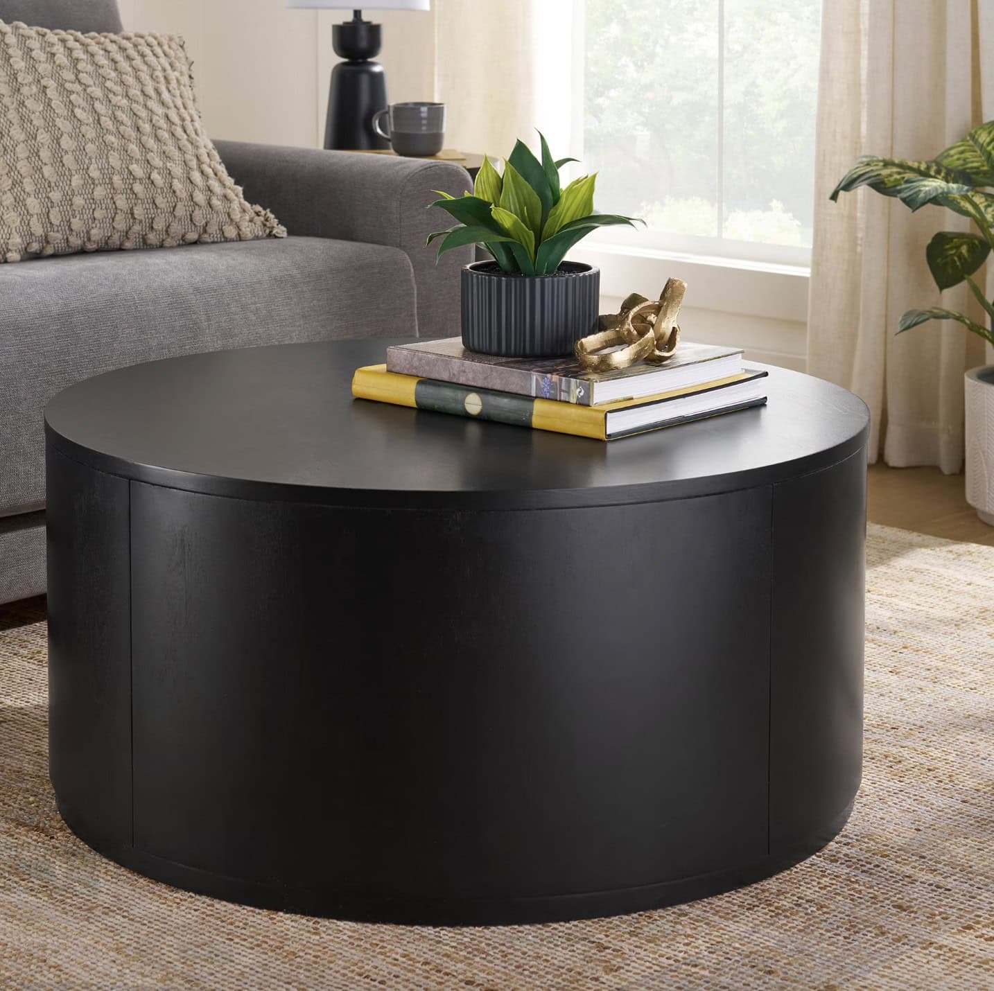 Better Homes & Gardens Miller Drum Coffee Table, Black