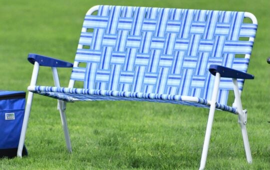 Camp & Go Blue Web Love Seat Lawn Chair 1