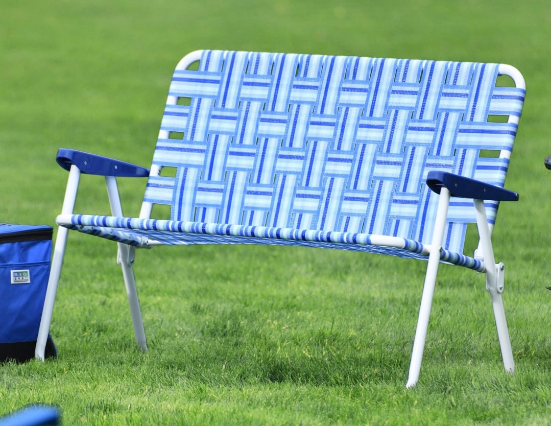 Camp & Go Blue Web Love Seat Lawn Chair 1