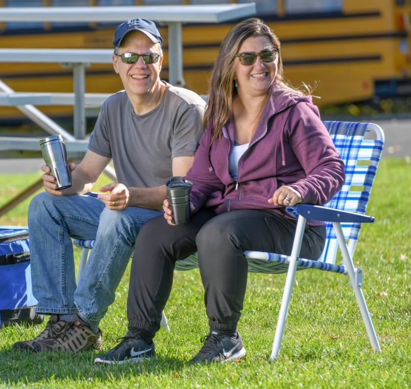 Camp & Go Blue Web Love Seat Lawn Chair