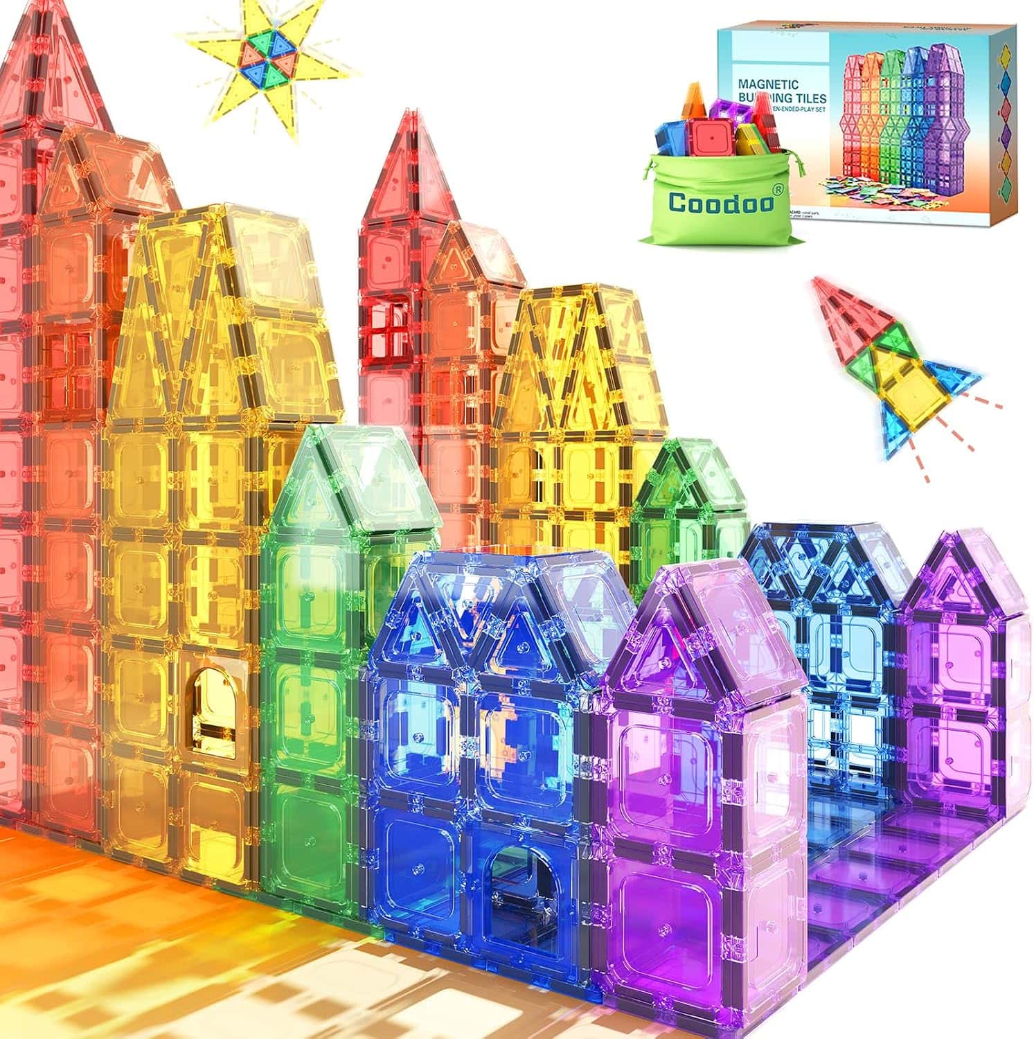 Coodoo Magnetic Tiles Kids Toys STEM 2 Coodoo Magnetic Tiles Kids Toys STEM 2
