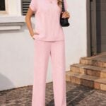 Ekouaer Ribbed Two Piece Loungewear Sets