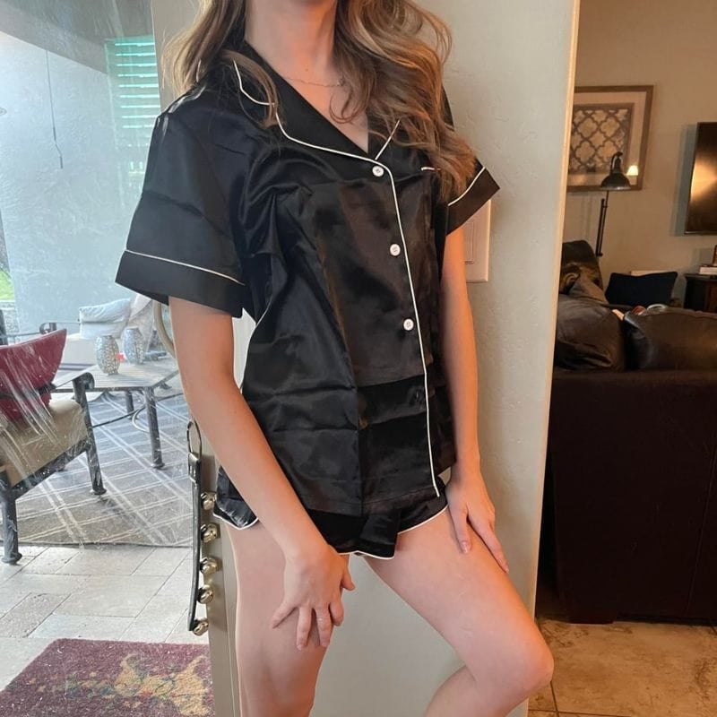 Ekouaer satin silk pajama shorts set
