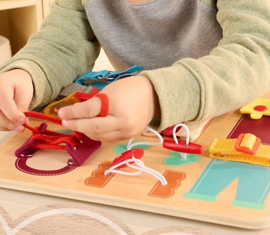 Fisher Price Wood Montessori Toy Dressing Board