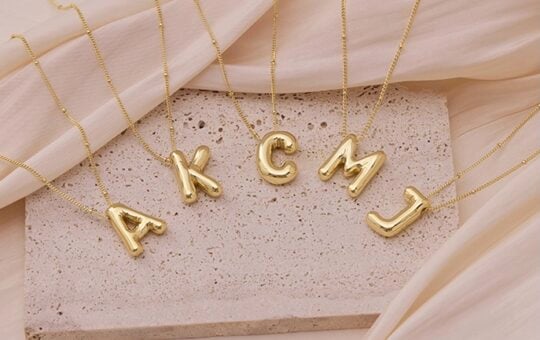 Inerney Gold Bubble Letter Necklace